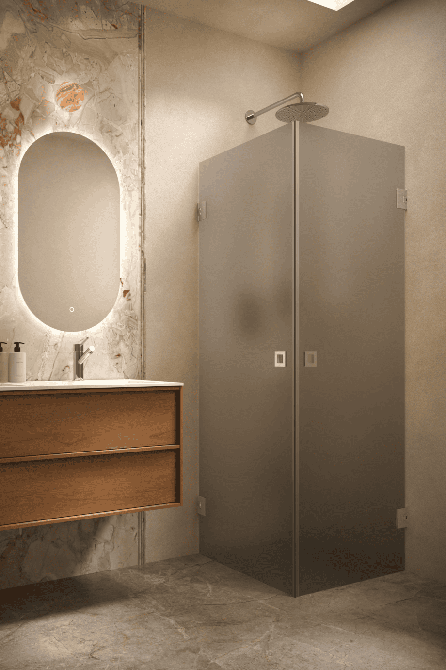 Dušinurk Hietakari Vetro 543, kroomitud furnituur, hall satiinklaas Dušinurk Hietakari Vetro 543, kroomitud furnituur, hall satiinklaas