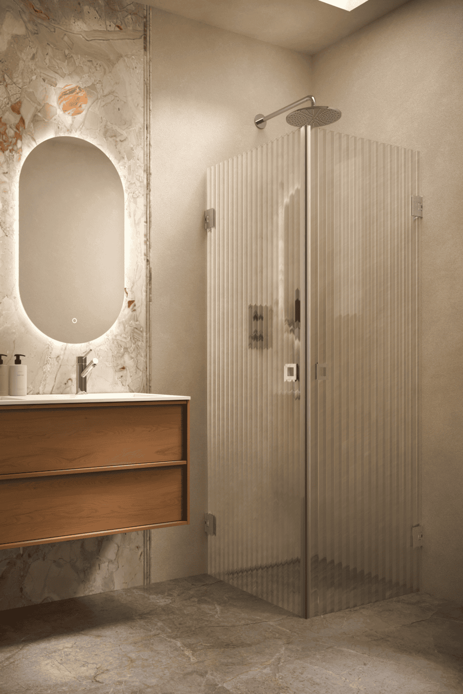 Dušinurk Hietakari Vetro 543, kroomitud furnituur, Reeded soonikklaas Dušinurk Hietakari Vetro 543, kroomitud furnituur, Reeded soonikklaas