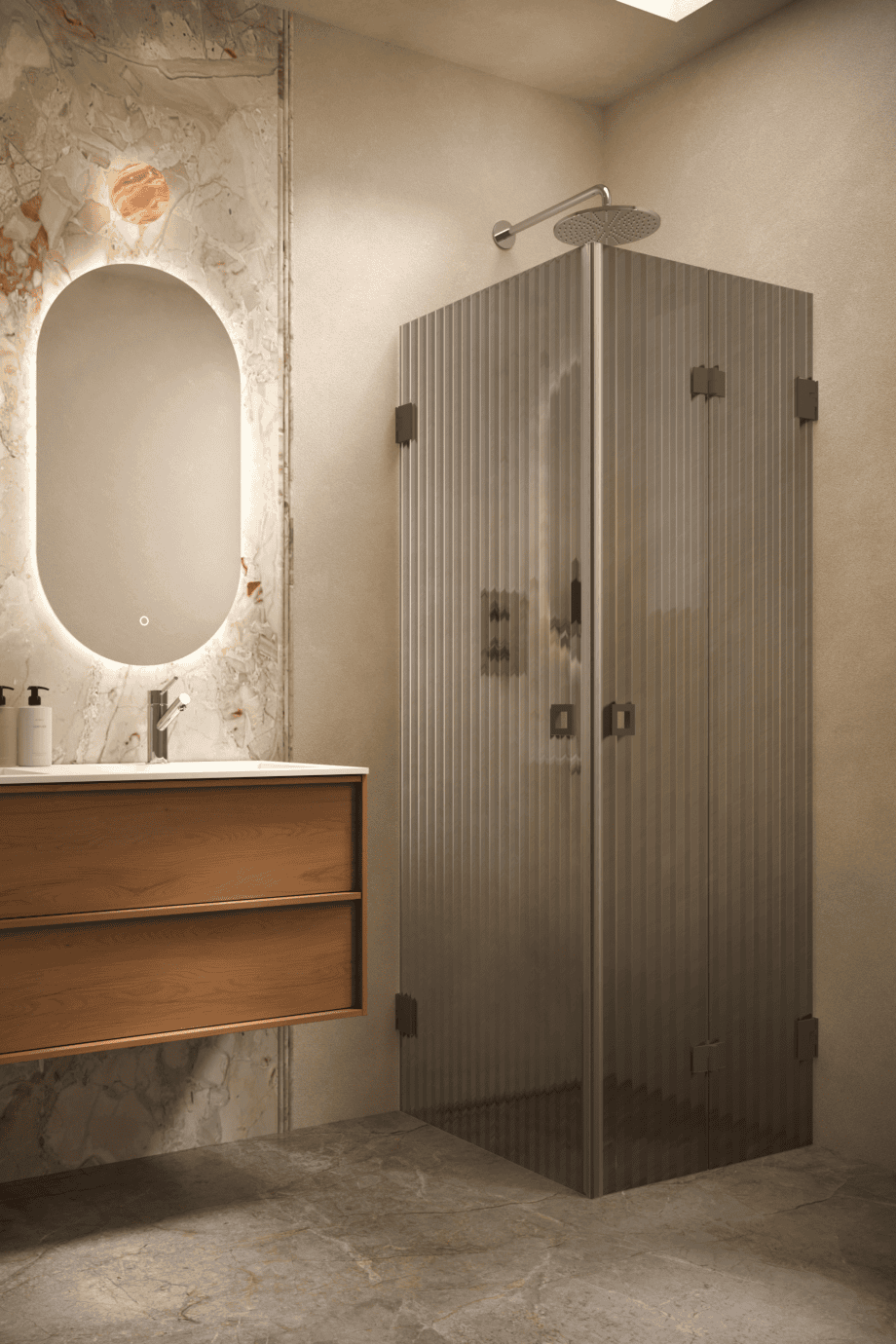 Dušinurk Hietakari Vetro 544, Cocoa furnituur, hall Reeded soonikklaas