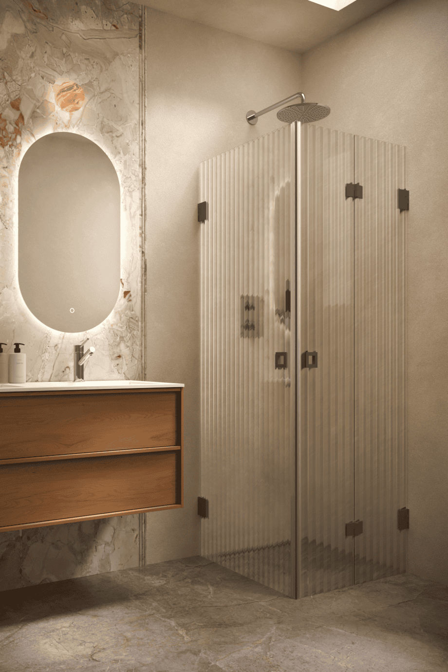 Dušinurk Hietakari Vetro 544, Cocoa furnituur, Reeded soonikklaas