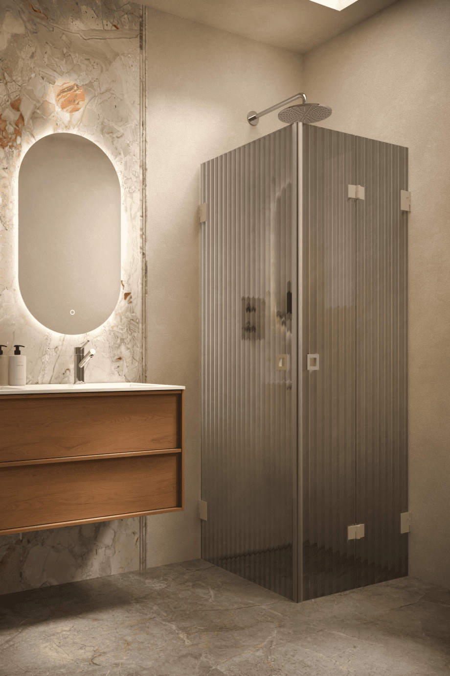 Dušinurk Hietakari Vetro 544, Sand furnituur, hall Reeded soonikklaas