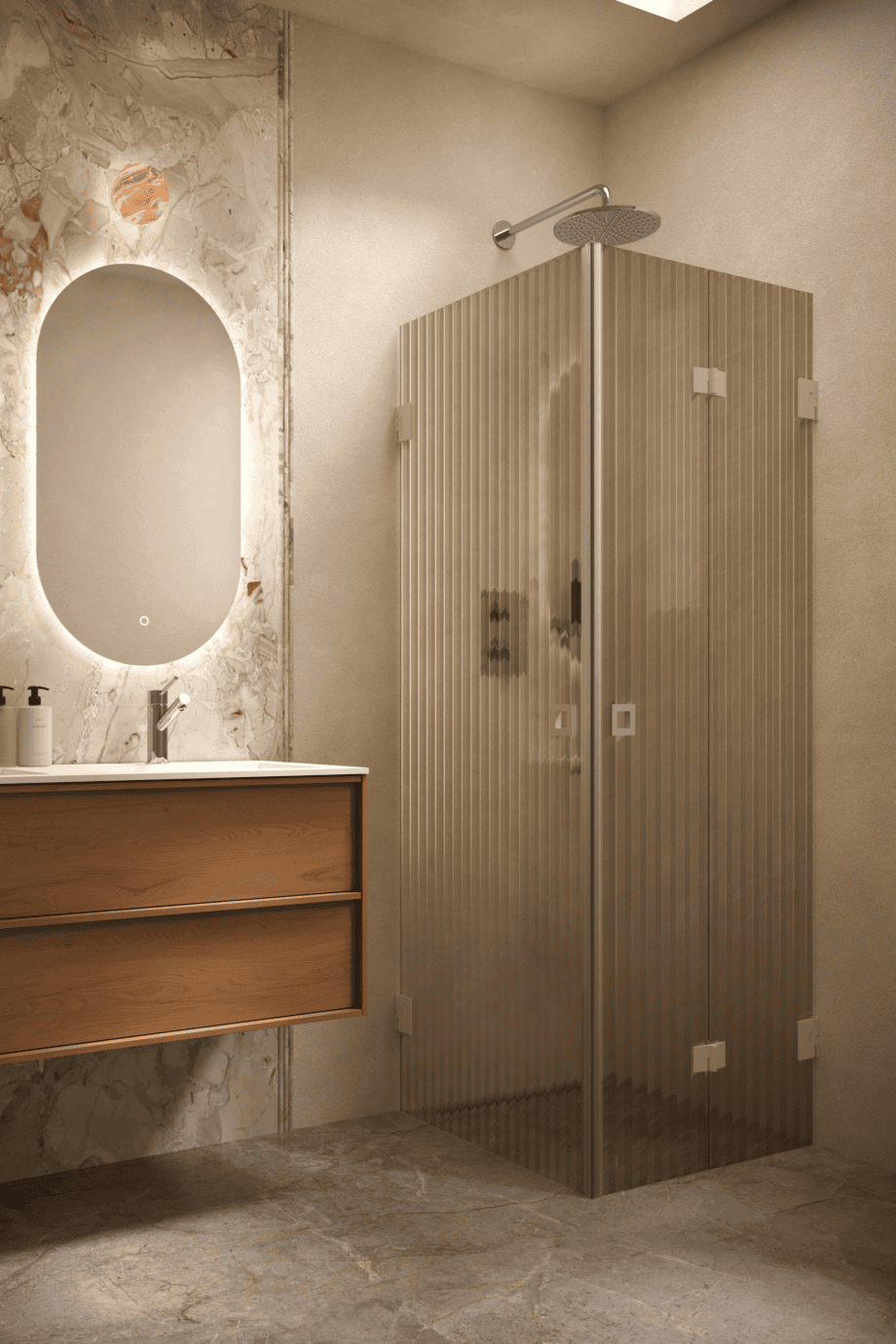 Dušinurk Hietakari Vetro 544, Sand furnituur, pruun Reeded soonikklaas