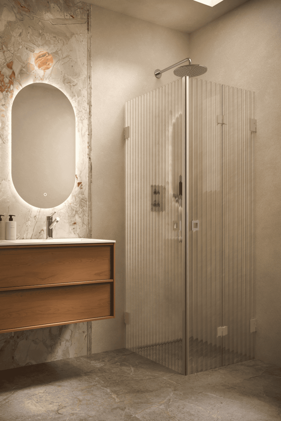 Dušinurk Hietakari Vetro 544, Sand furnituur, Reeded soonikklaas