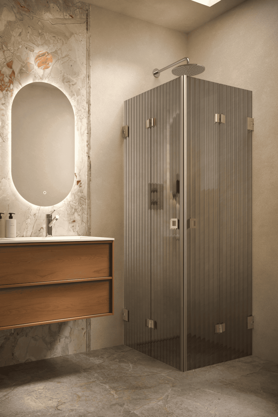 Dušinurk Hietakari Vetro 546, messingfurnituur, hall Reeded soonikklaas