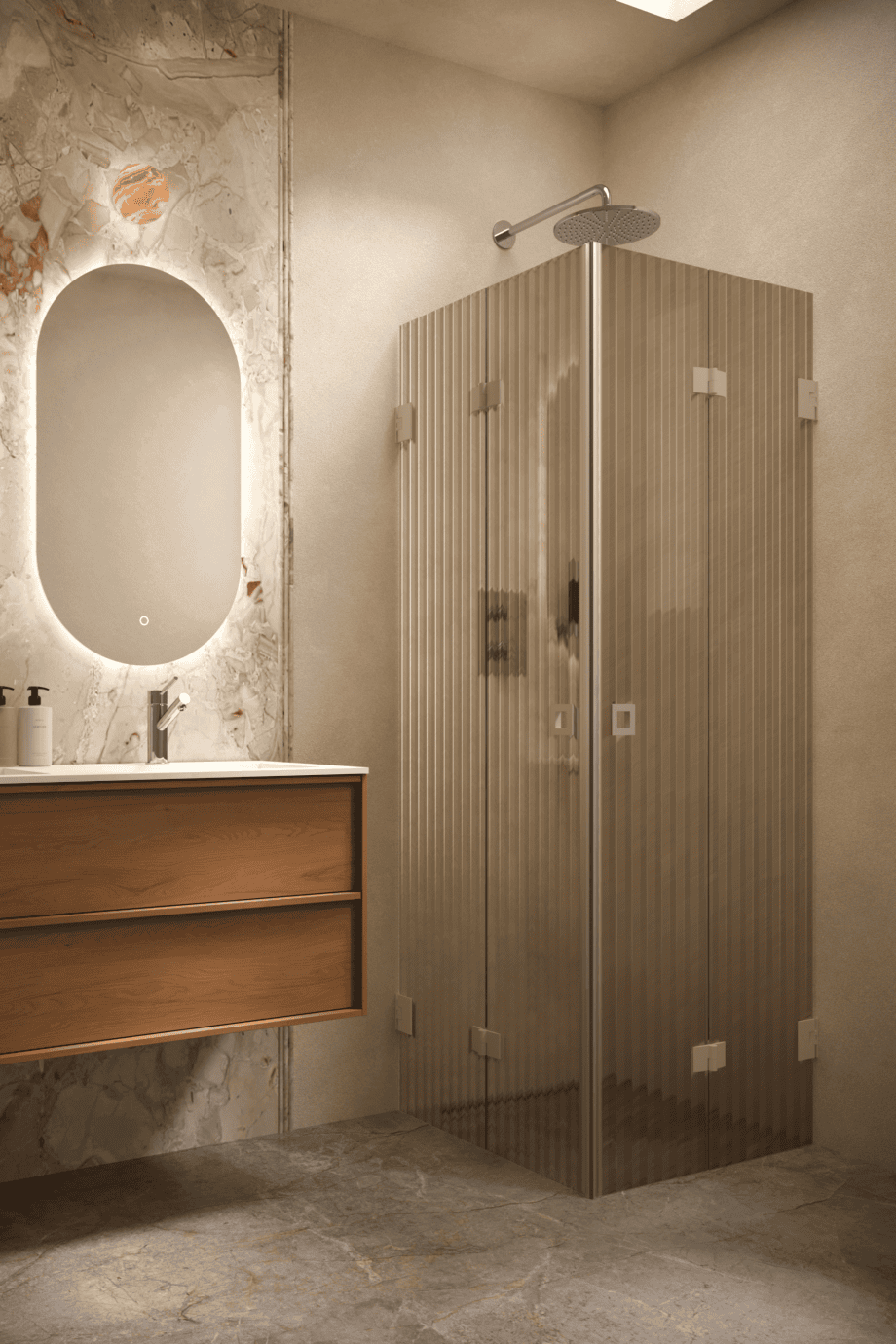 Dušinurk Hietakari Vetro 546, Sand furnituur, pruun Reeded soonikklaas