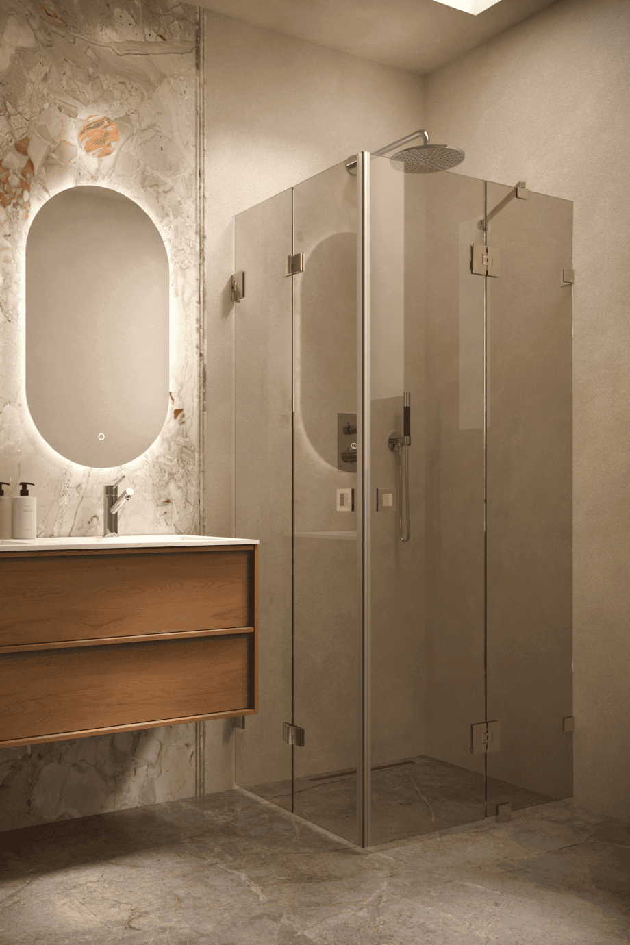 Dušinurk Hietakari Vetro 547, messingfurnituur, pronkstoonklaas