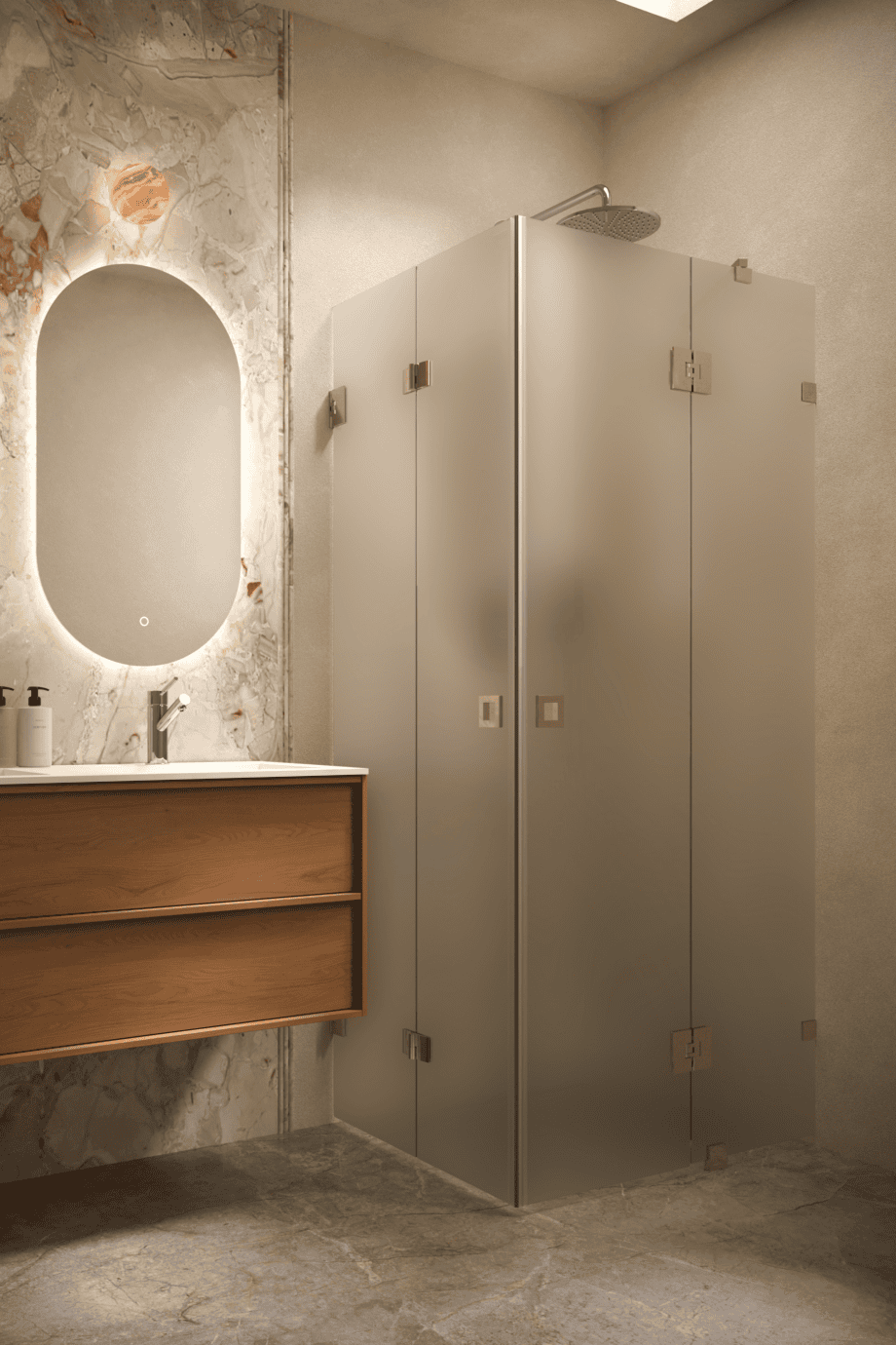 Dušinurk Hietakari Vetro 547, messingfurnituur, satiin mattklaas