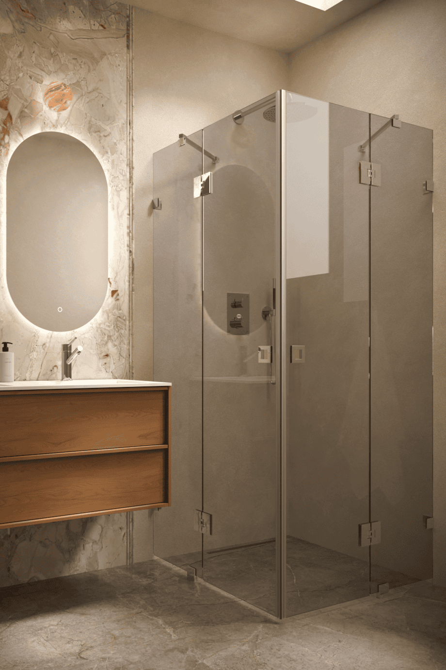 Dušinurk Hietakari Vetro 548, kroomitud furnituur, hall toonklaas Dušinurk Hietakari Vetro 548, kroomitud furnituur, hall toonklaas