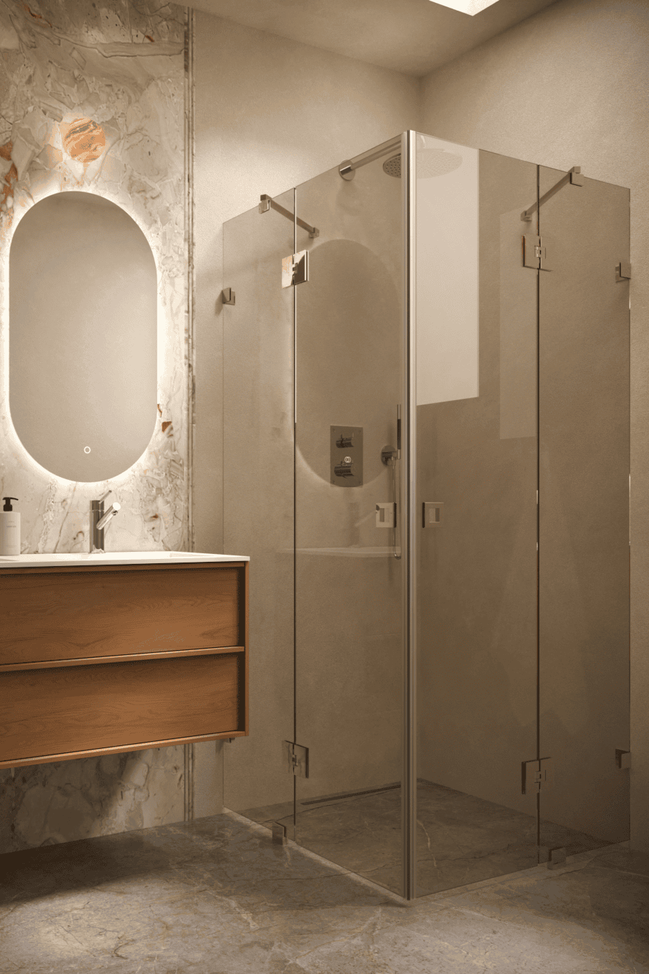 Dušinurk Hietakari Vetro 548, messingfurnituur, pronkstoonklaas Dušinurk Hietakari Vetro 548, messingfurnituur, pronkstoonklaas