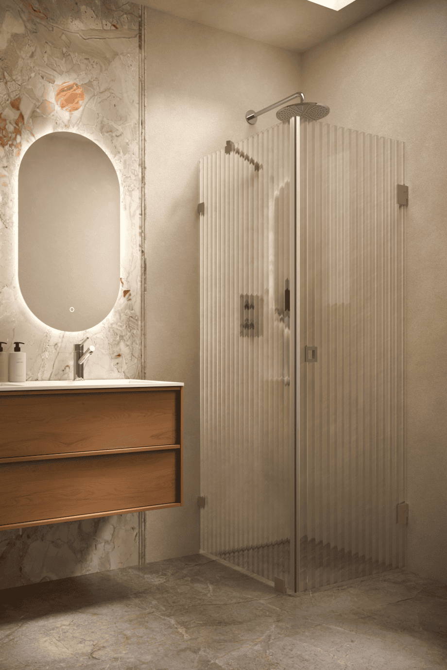 Dušinurk Hietakari Vetro 548, Mocha furnituur, Reeded soonikklaas Dušinurk Hietakari Vetro 548, Mocha furnituur, Reeded soonikklaas