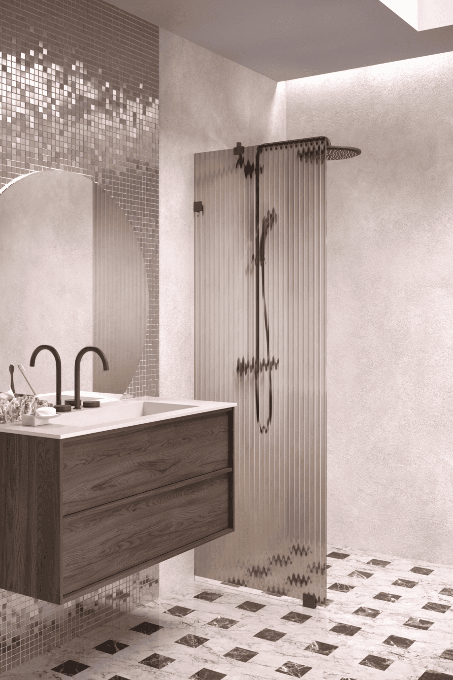 Kinnine dušisein Hietakari Vetro 511, Cocoa furnituur, pruun Reeded soonikklaas