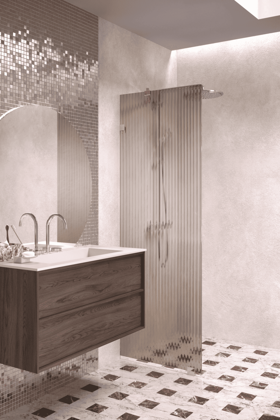 Kinnine dušisein Hietakari Vetro 511, messingfurnituur, pruun Reeded soonikklaas