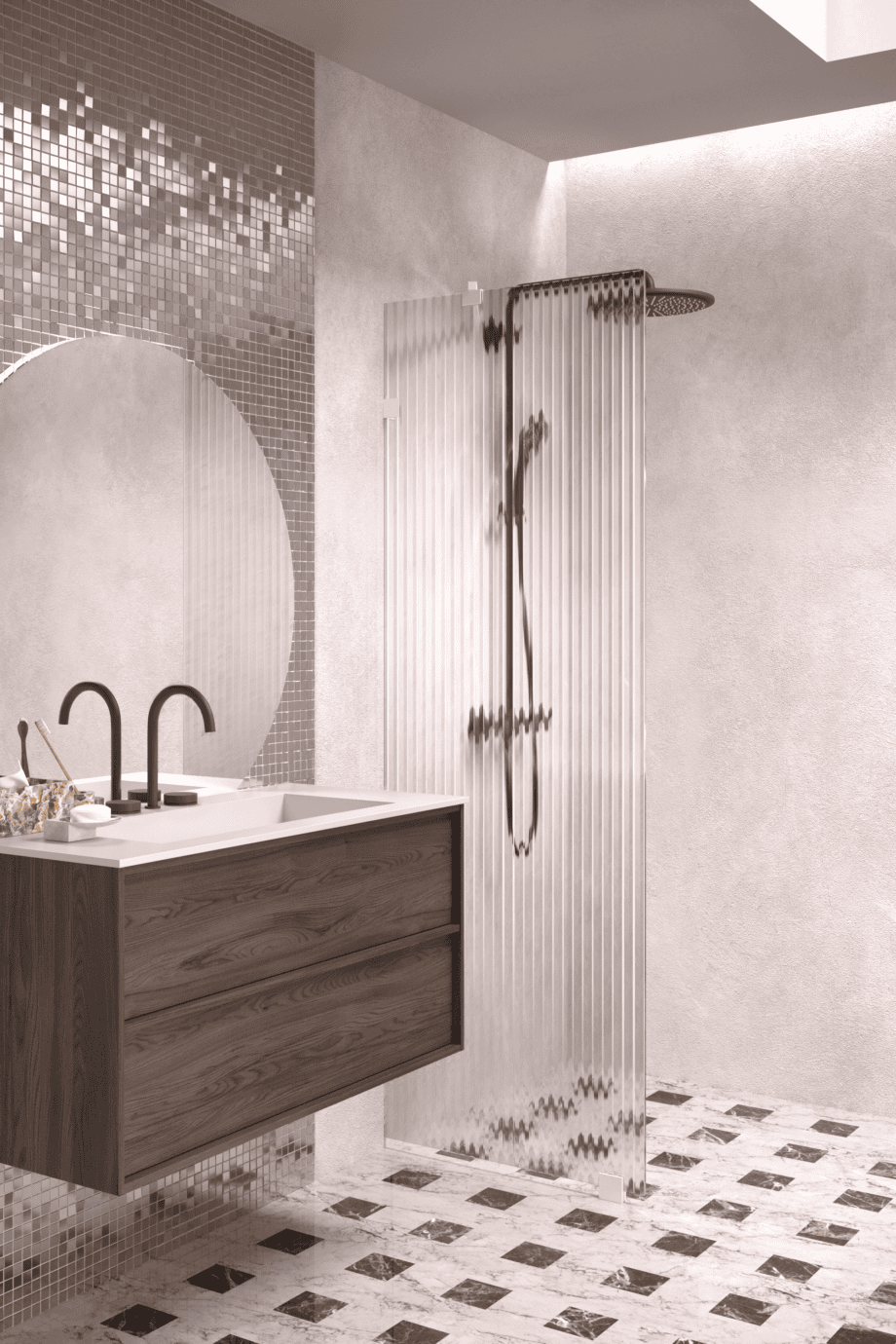 Kinnine dušisein Hietakari Vetro 511, valge furnituur, Reeded soonikklaas