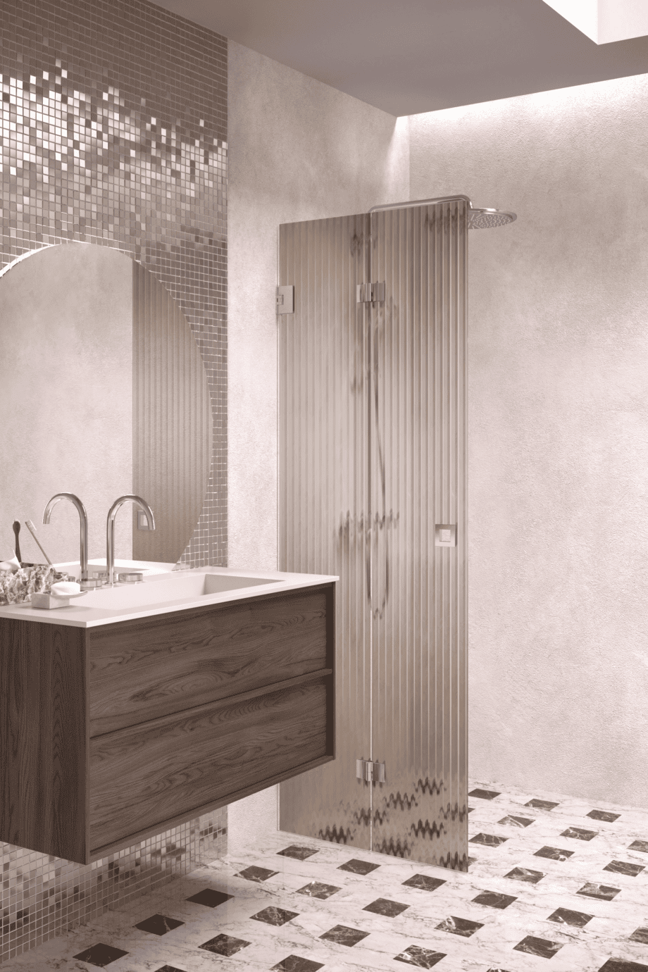 Volditav dušisein Hietakari Vetro 513, kroomitud furnituur, pruun Reeded soonikklaas Volditav dušisein Hietakari Vetro 513, kroomitud furnituur, pruun Reeded soonikklaas