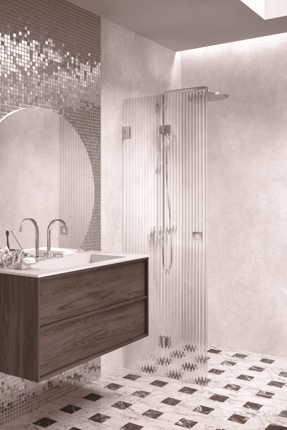 Volditav dušisein Hietakari Vetro 513, kroomitud furnituur, Reeded soonikklaas Volditav dušisein Hietakari Vetro 513, kroomitud furnituur, Reeded soonikklaas