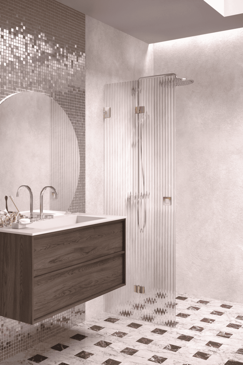 Volditav dušisein Hietakari Vetro 513, messingfurnituur, Reeded soonikklaas Volditav dušisein Hietakari Vetro 513, messingfurnituur, Reeded soonikklaas