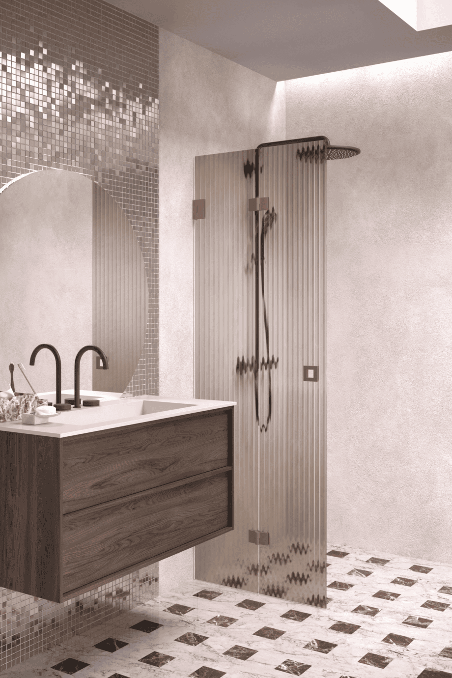 Volditav dušisein Hietakari Vetro 513, Mocha furnituur, pruun Reeded soonikklaas Volditav dušisein Hietakari Vetro 513, Mocha furnituur, pruun Reeded soonikklaas