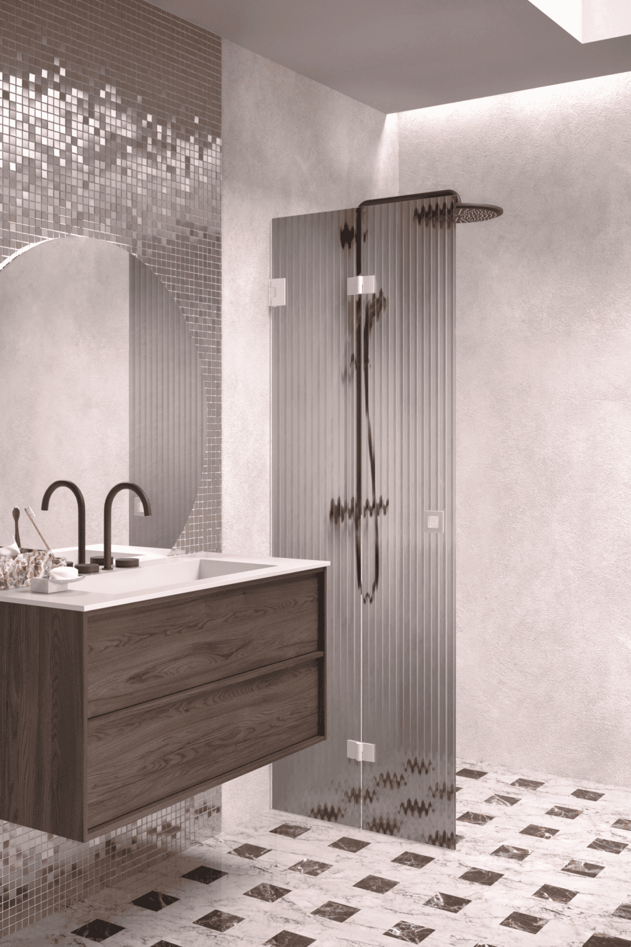 Volditav dušisein Hietakari Vetro 513, valge furnituur, hall Reeded soonikklaas Volditav dušisein Hietakari Vetro 513, valge furnituur, hall Reeded soonikklaas