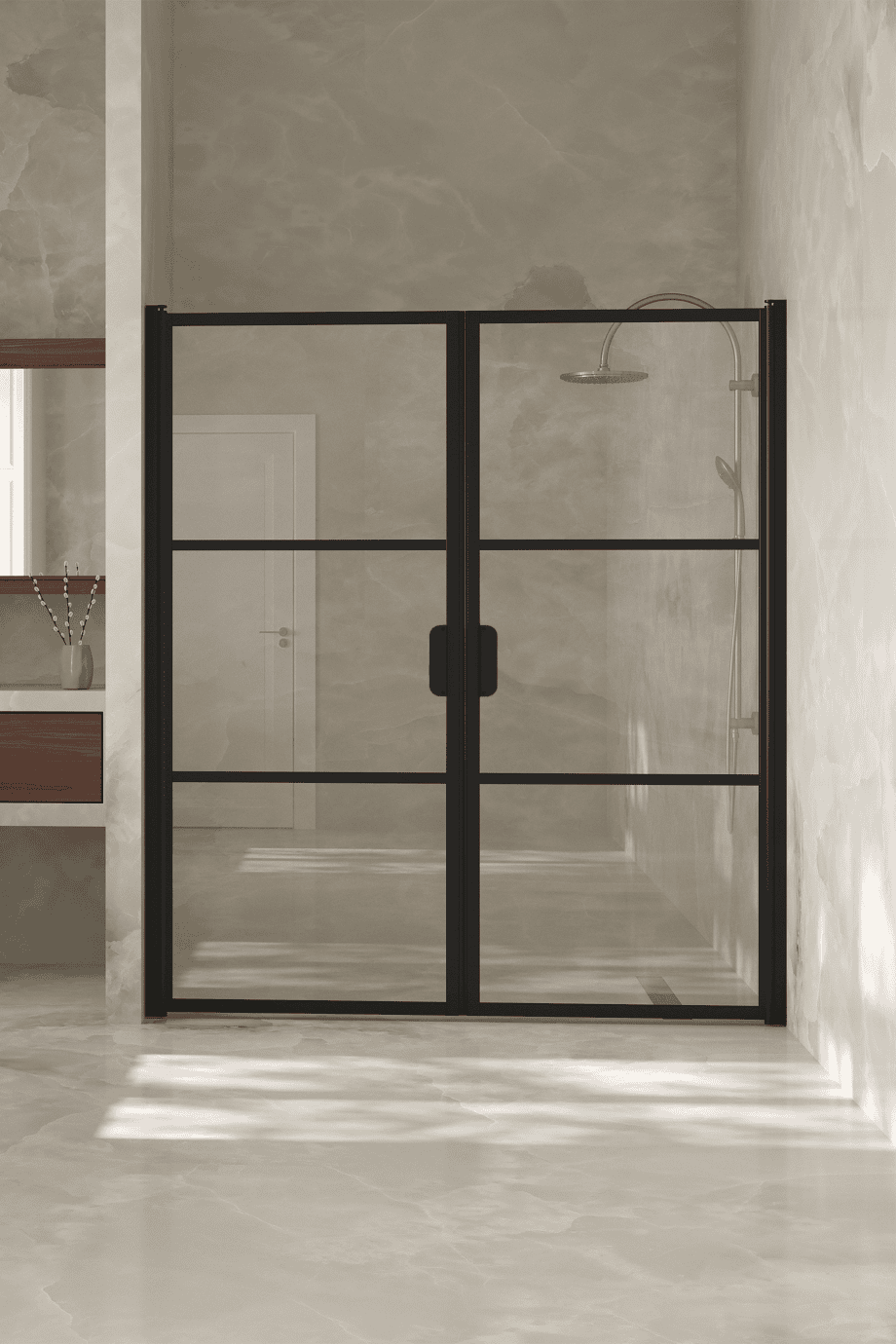 Dušisein nišši Hietakari Bläk 747 Tokyo, Sand raam, pronkstoonklaas