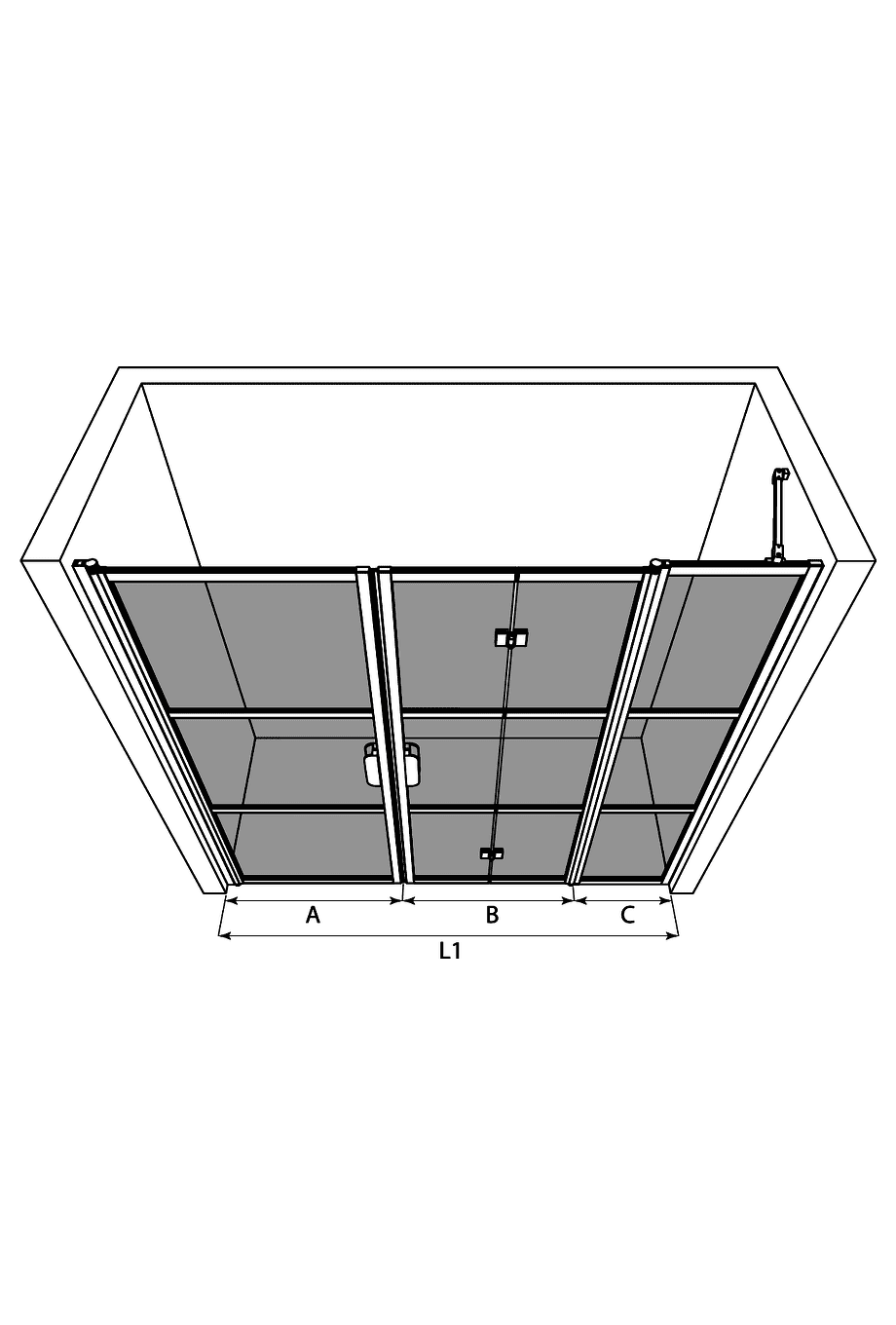 Dušisein nišši Hietakari Bläk 834 Tokyo – 3D-joonis
