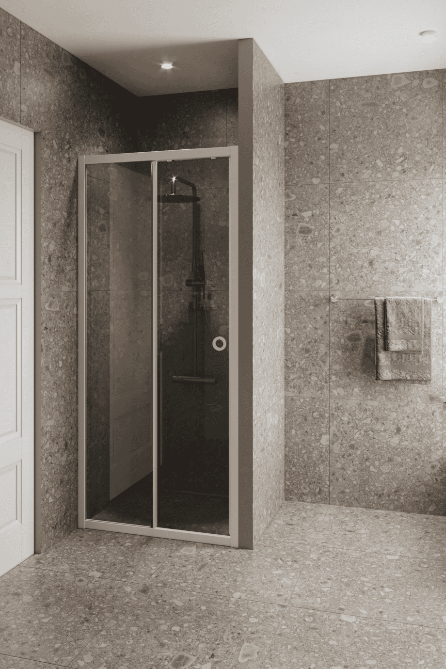 Dušisein nišši Hietakari Forma 462, valge raam, hall toonklaas