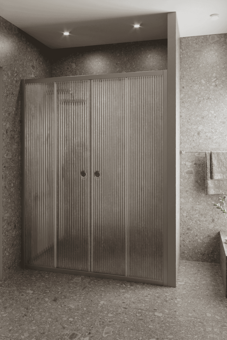 Dušisein nišši Hietakari Forma 464, alumiiniumraam, Reeded soonikklaas