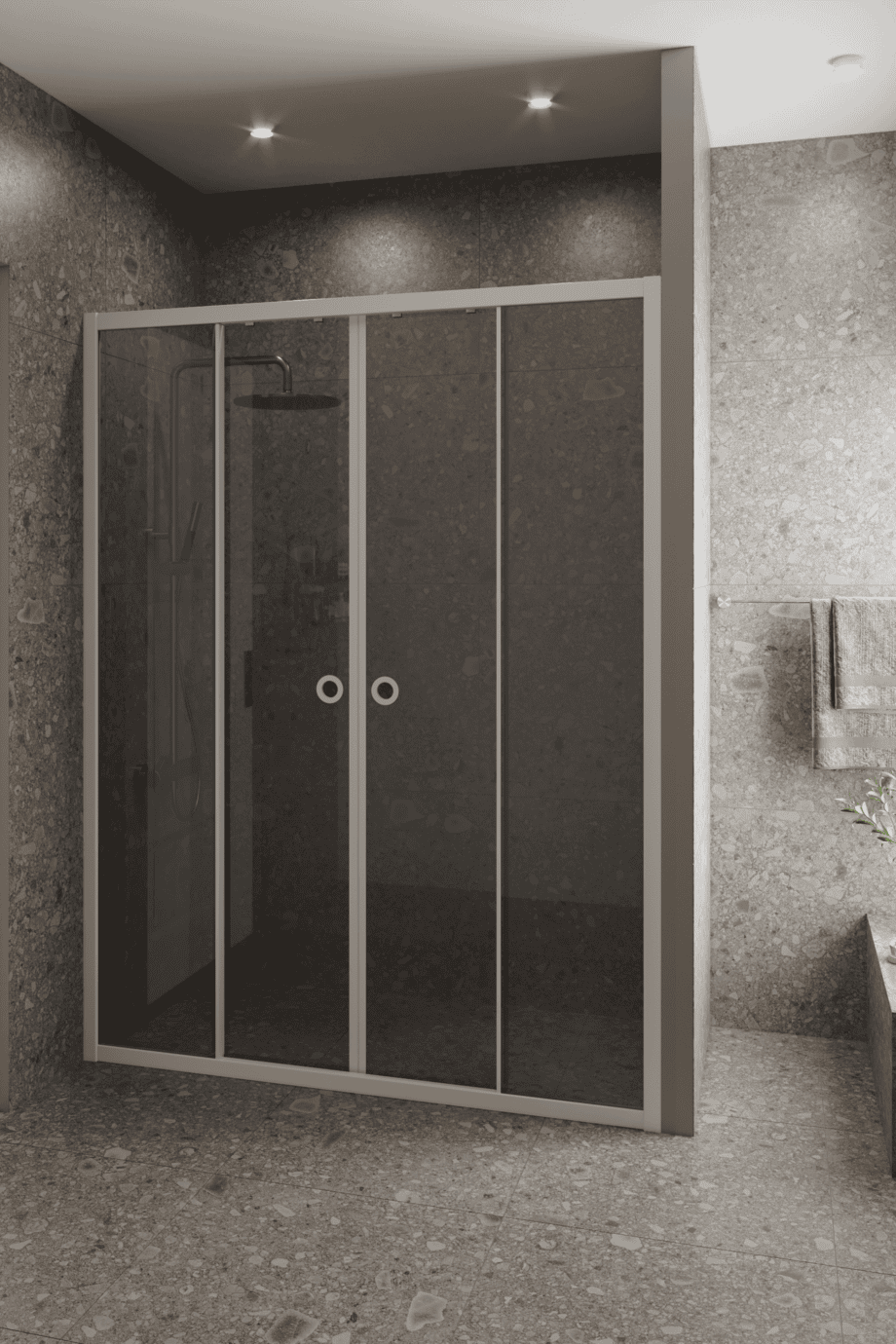 Dušisein nišši Hietakari Forma 464, valge raam, hall toonklaas