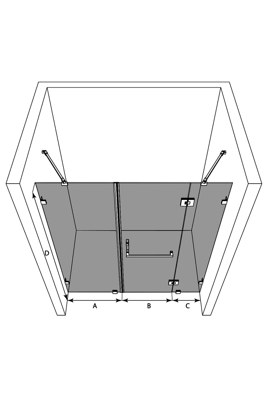Dušisein nišši Hietakari Vetro 523 – 3D-joonis
