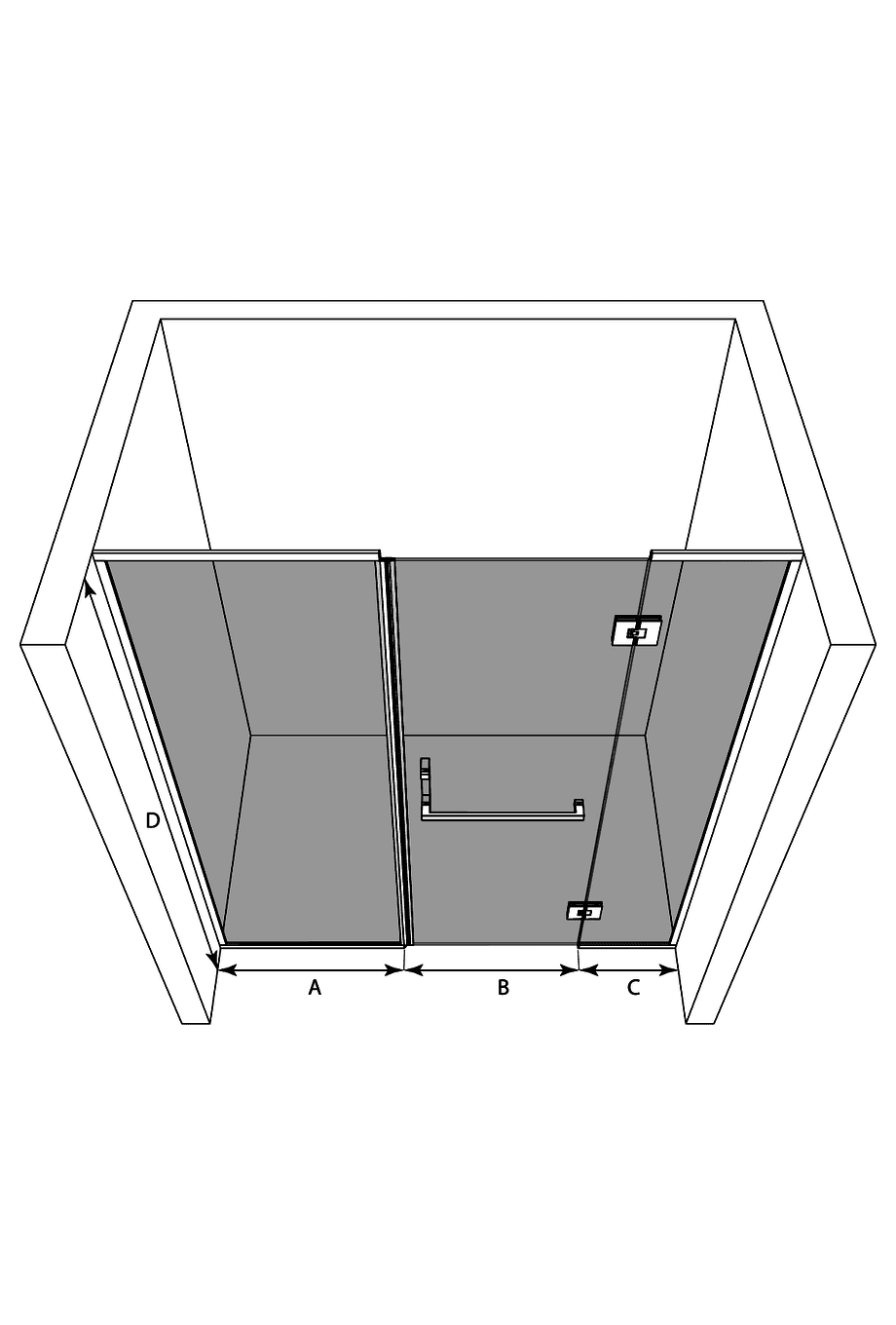 Dušisein nišši Hietakari Vetro 524 – 3D-joonis