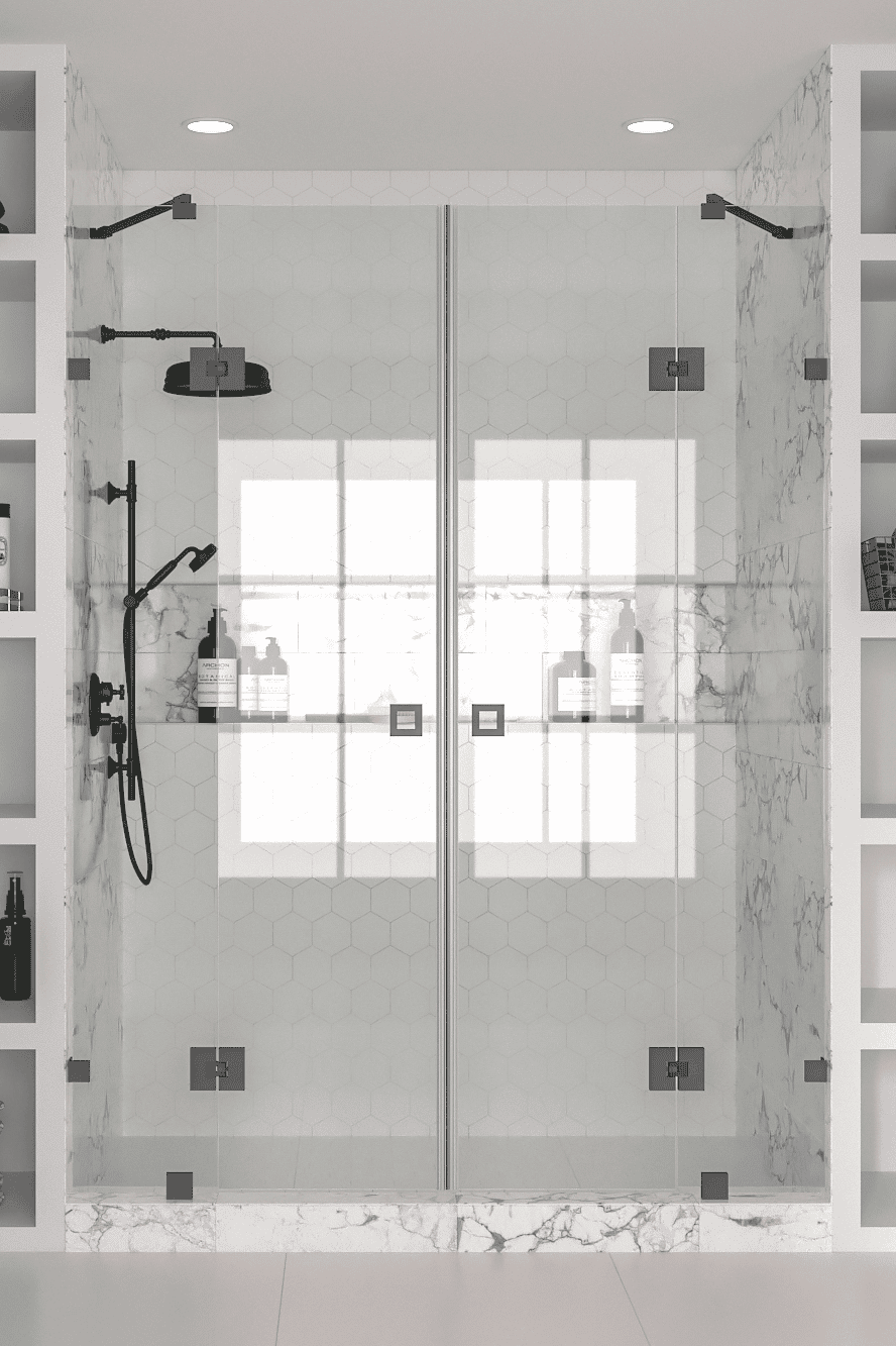 Dušisein nišši Hietakari Vetro 539, must furnituur, läbipaistev klaas