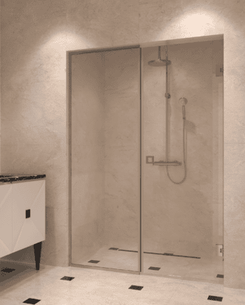 Dušisein nišši Hietakari Vetro 549, kroomitud furnituur, läbipaistev klaas