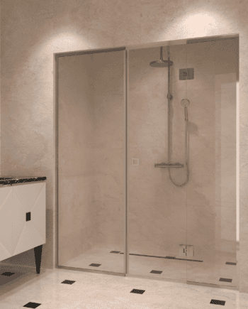 Dušisein nišši Hietakari Vetro 551, kroomitud furnituur, läbipaistev klaas