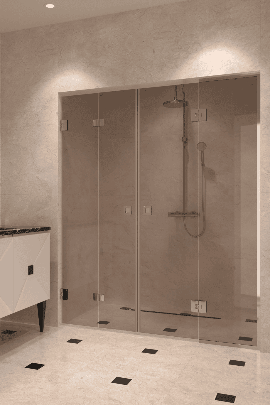 Dušisein nišši Hietakari Vetro 553, kroomitud furnituur, pronkstoonklaas Dušisein nišši Hietakari Vetro 553, kroomitud furnituur, pronkstoonklaas