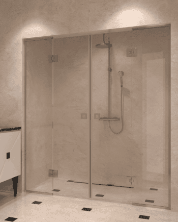 Dušisein nišši Hietakari Vetro 554, kroomitud furnituur, läbipaistev klaas