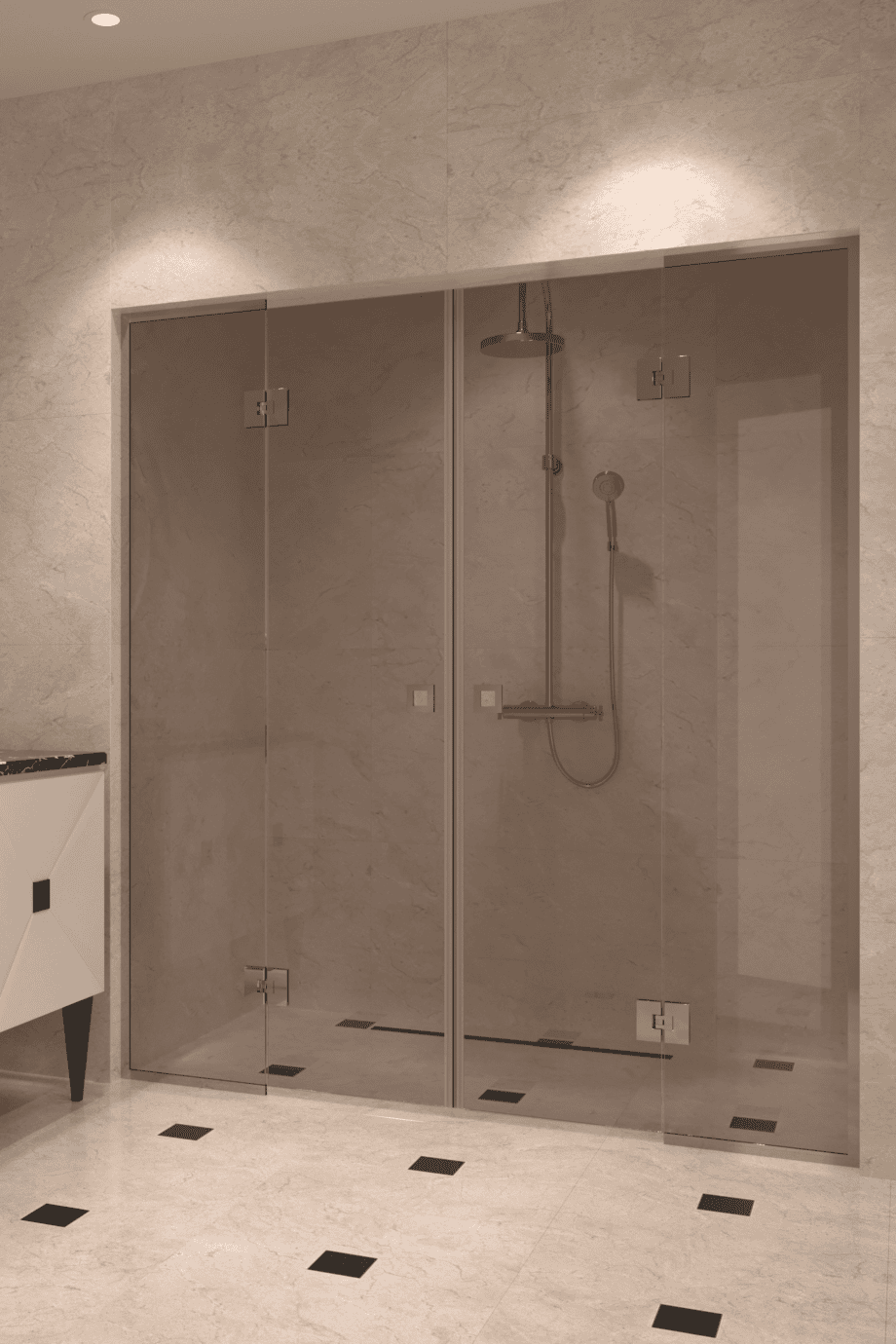 Dušisein nišši Hietakari Vetro 554, kroomitud furnituur, pronkstoonklaas Dušisein nišši Hietakari Vetro 554, kroomitud furnituur, pronkstoonklaas