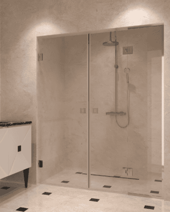 Dušisein nišši Hietakari Vetro 555, kroomitud furnituur, läbipaistev klaas