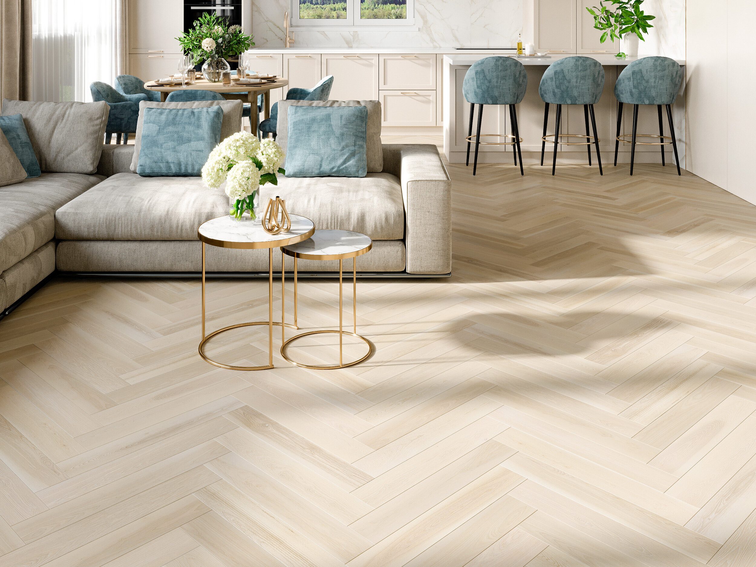 Kalasaba parkett saar Esta Elegant Frost Ivory Pores 700 mm ekstra matt lakk – lähivaade