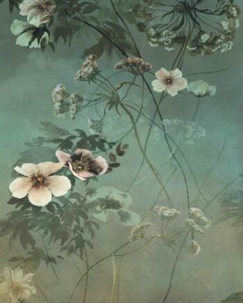 Mustriline suur keraamiline dekoorplaat ABK Wide&Style Country Flowers Green B, 160x320 cm, 6 mm, matt