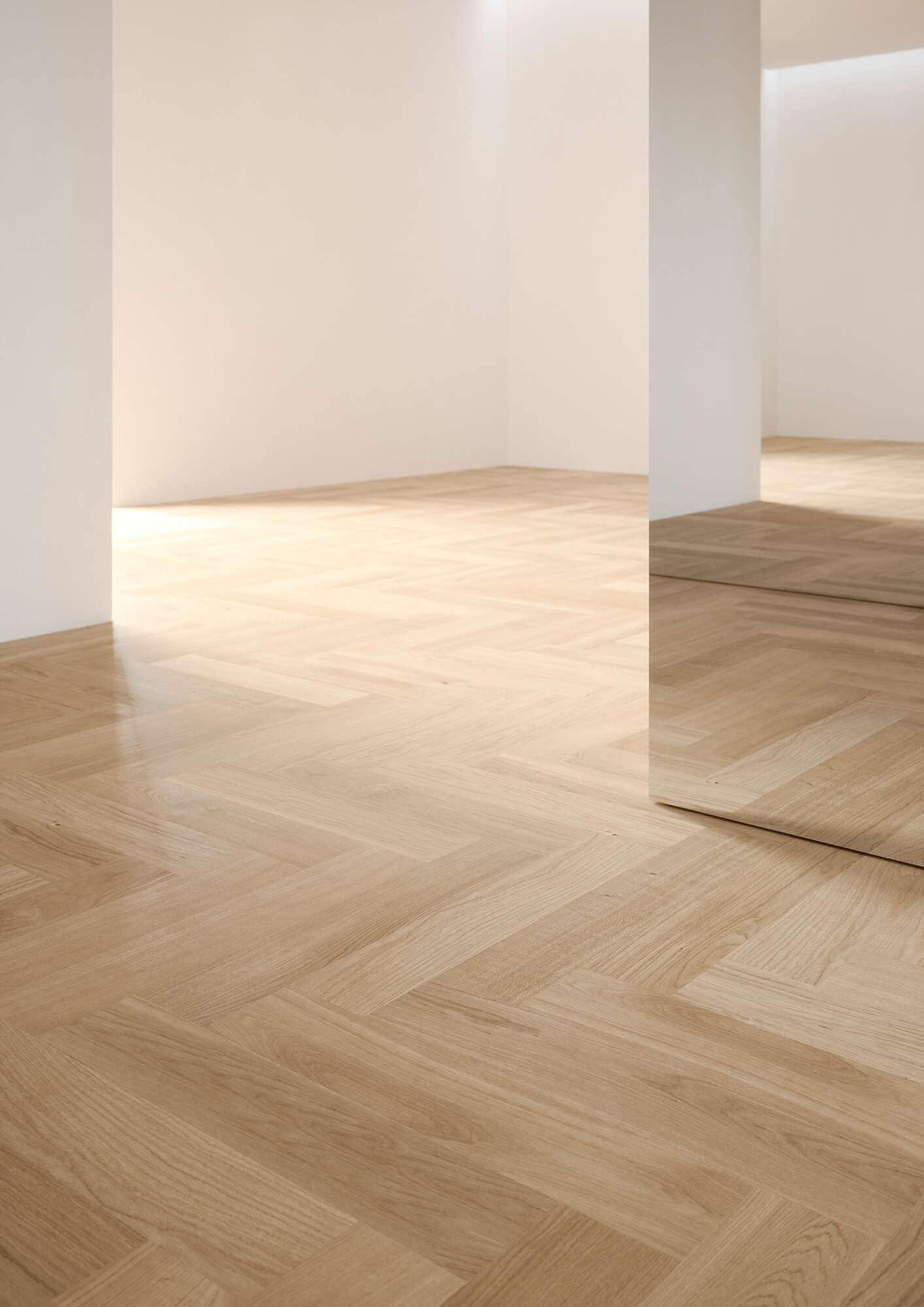 Naturaalparkett Bauwerk Formpark Quadrato tamm Crema 14 B-Protect harjatud – interjöör 3