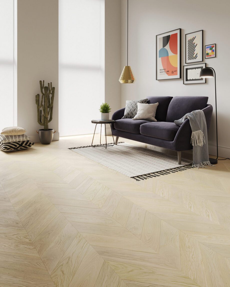 Prantsuse kalasaba tammeparkett Esta Nordic S Linen ekstra matt lakk – lähivaade Prantsuse kalasaba tammeparkett Esta Nordic S Linen ekstra matt lakk – lähivaade