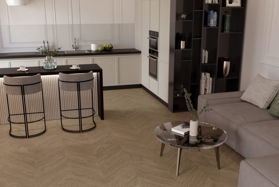 Prantsuse kalasaba tammeparkett Esta Nova Eco Elite Sandstone ekstra matt lakk – interjööris Prantsuse kalasaba tammeparkett Esta Nova Eco Elite Sandstone ekstra matt lakk – interjööris