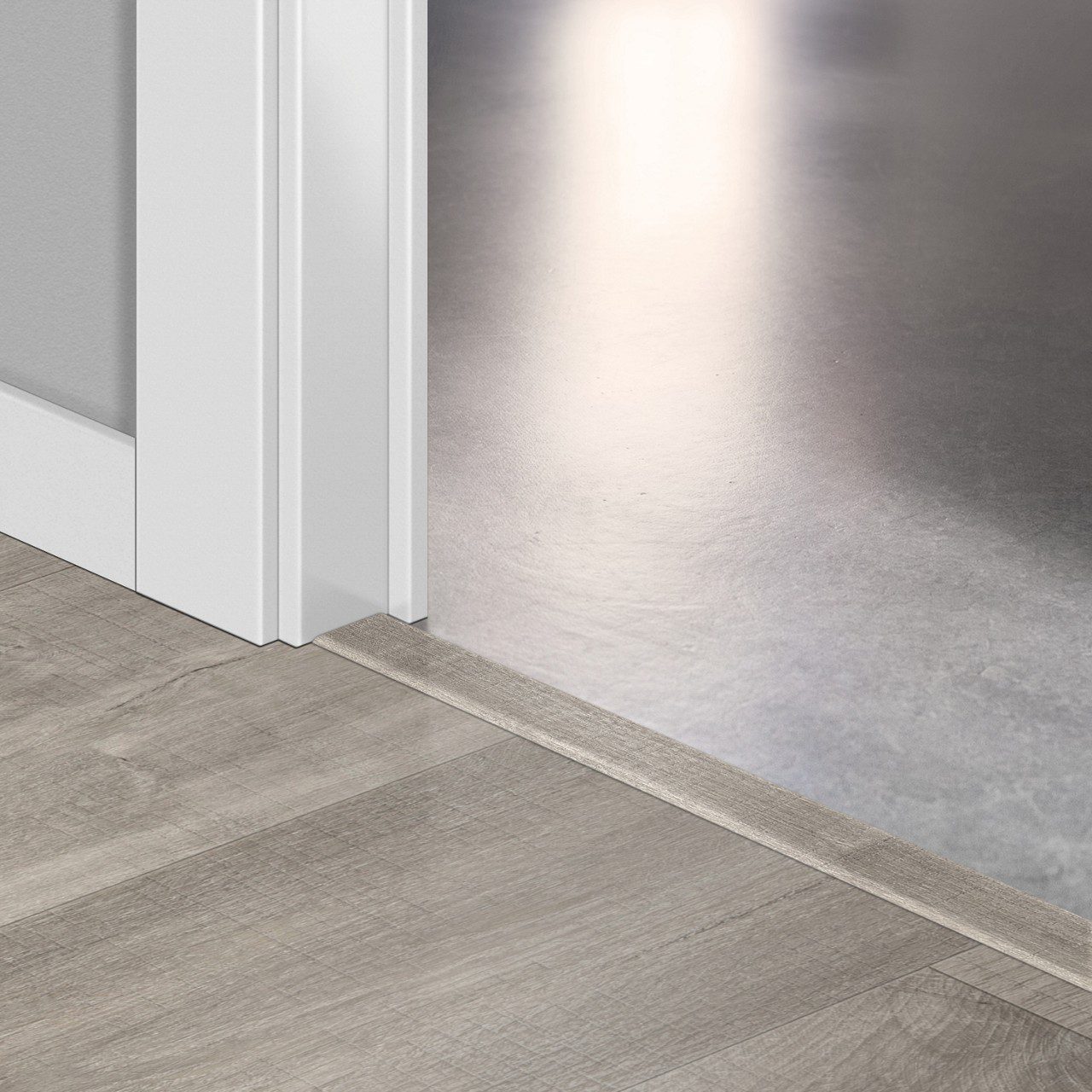 Incizo 5in1 üleminekuliist Quick-Step Canyon Oak Grey With Saw Cuts LVT vinüülparketile (Alpha), 8x45x2000 mm