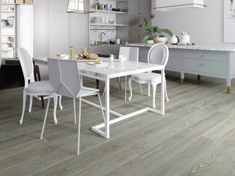 Tammeparkett Esta ABC Olive Grey Ivory Pores ekstra matt lakk – lähivaade