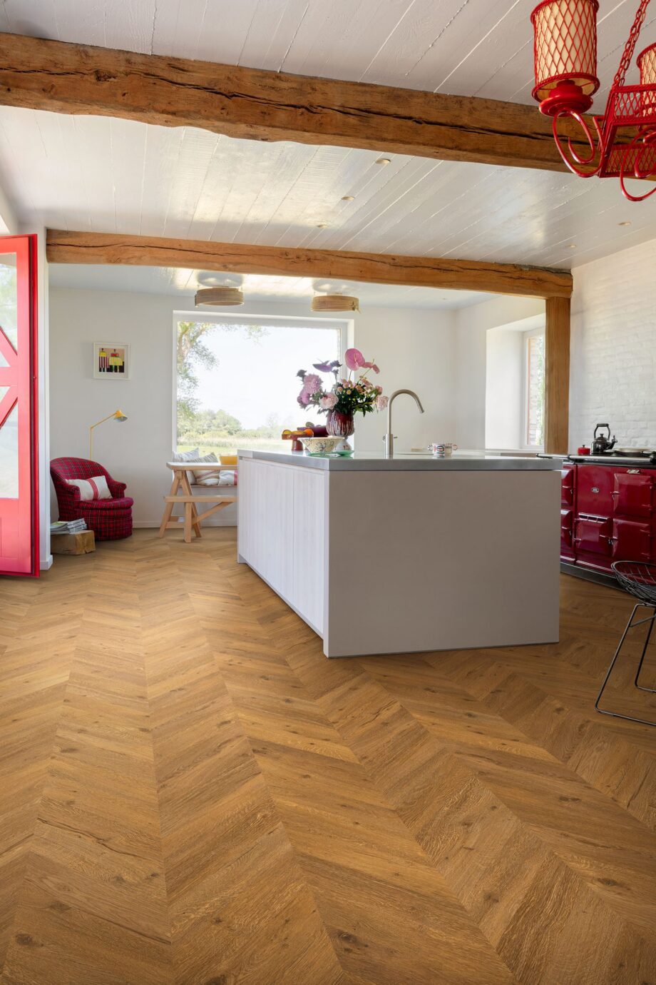 Tugevdatud südamikuga LVT vinüülparkett Floorify Chevron Oscar F733 – vaade 2