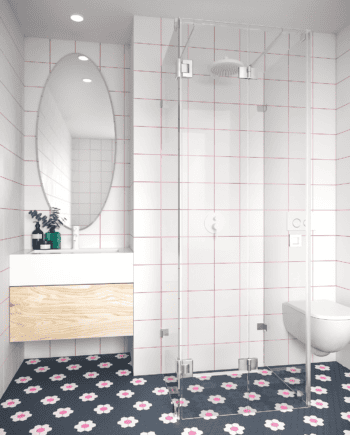 U-kujuline dušikabiin Hietakari Vetro 561, kroomitud furnituur, läbipaistev klaas