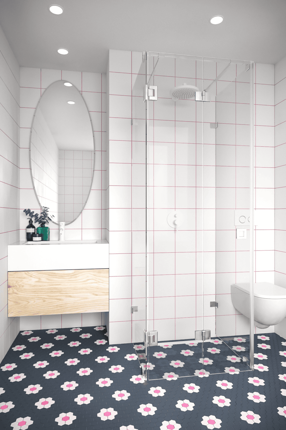 U-kujuline dušikabiin Hietakari Vetro 561, kroomitud furnituur, läbipaistev klaas