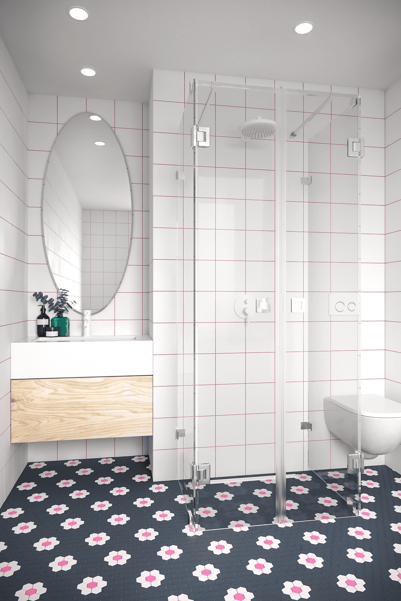 U-kujuline dušikabiin Hietakari Vetro 562, kroomitud furnituur, läbipaistev klaas