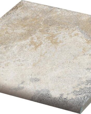 Ümardatud servaga kiltkivi imitatsiooniga keraamiline põrandaplaat (bullnose) Dune Ardesia Chiara Bullnose, 14,7x14,7 cm, 8 mm, hele kvartsiidihall, R12
