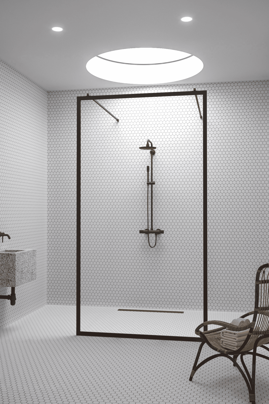 Walk-in dušisein Hietakari Bläk 712 New York, must raam, läbipaistev klaas Walk-in dušisein Hietakari Bläk 712 New York, must raam, läbipaistev klaas