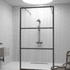 Walk-in dušisein Hietakari Bläk 713 Tokyo, must raam, läbipaistev klaas
